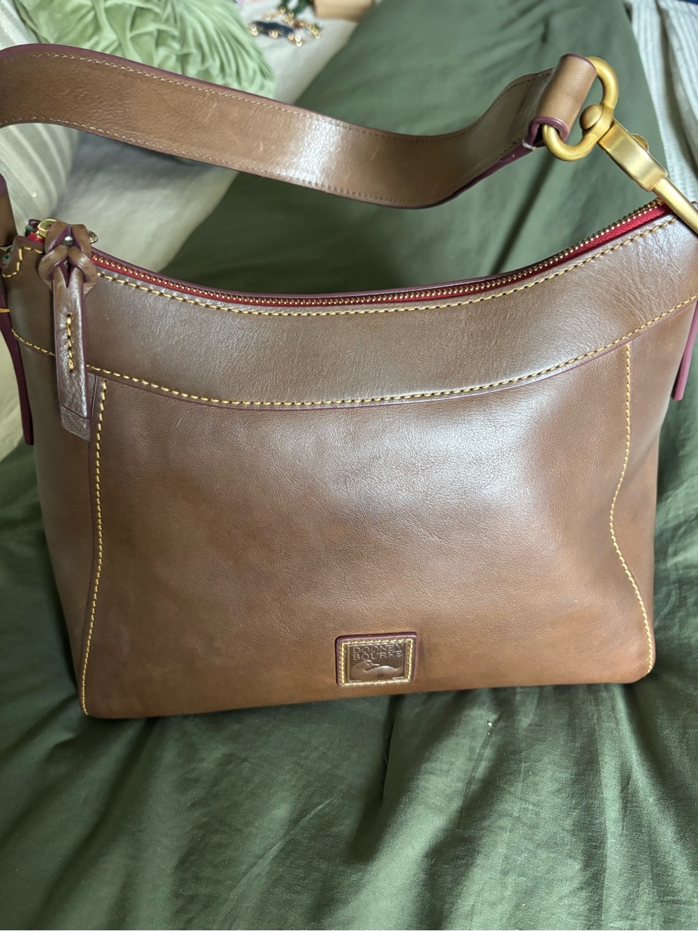 Dooney & Bourke Large Cassidy Hobo Cognac Brown with Brass Hardware